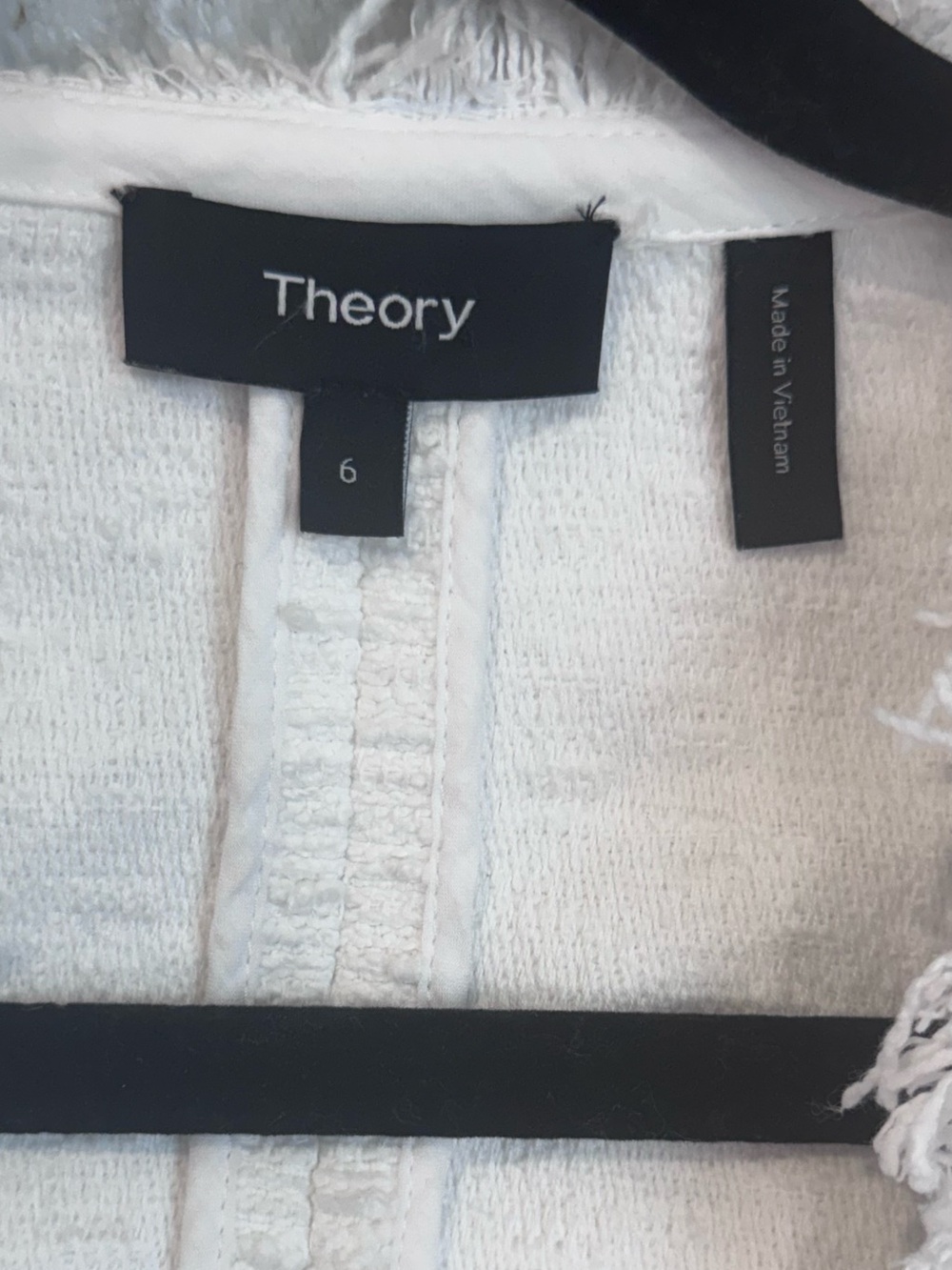 Theory "Lindrayia R" White Spring Tweed Fringe Blazer 6 - Picture 7 of 8